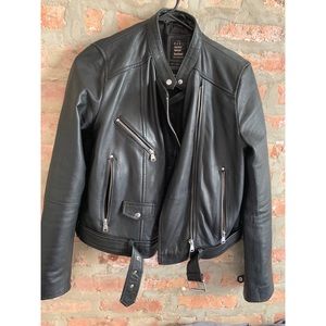 Zara genuine leather moto jacket